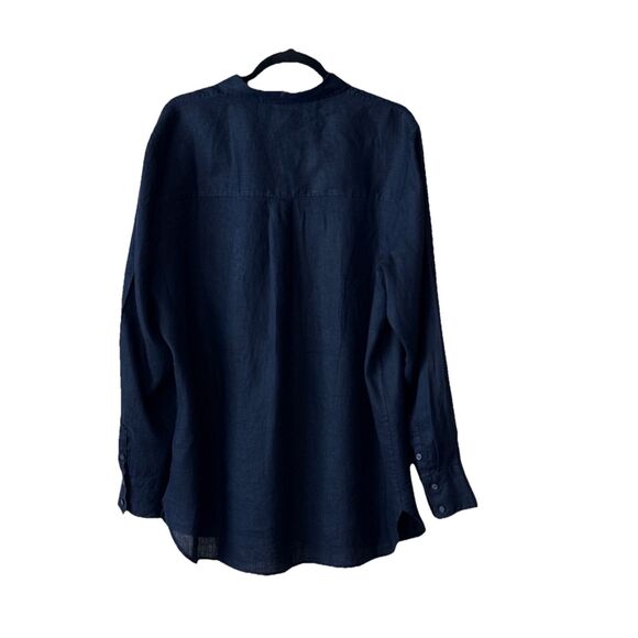 NWT Boden Womens Shirt Size 14 Long 100% Linen Long Sleeve Button Down Navy Blue - Picture 7 of 9